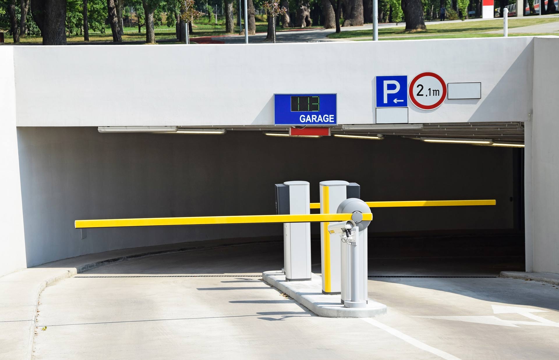 car park entry with barriers