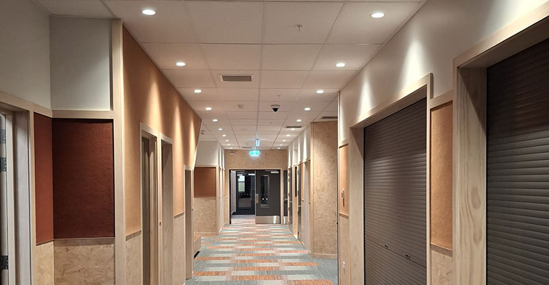 Hutt Valley High School - hallway with lights on
